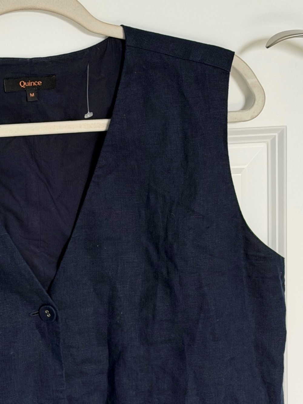 Quince Women's Deep Navy 100% European Linen Vest Size Medium 39848 - Picture 5 of 14
